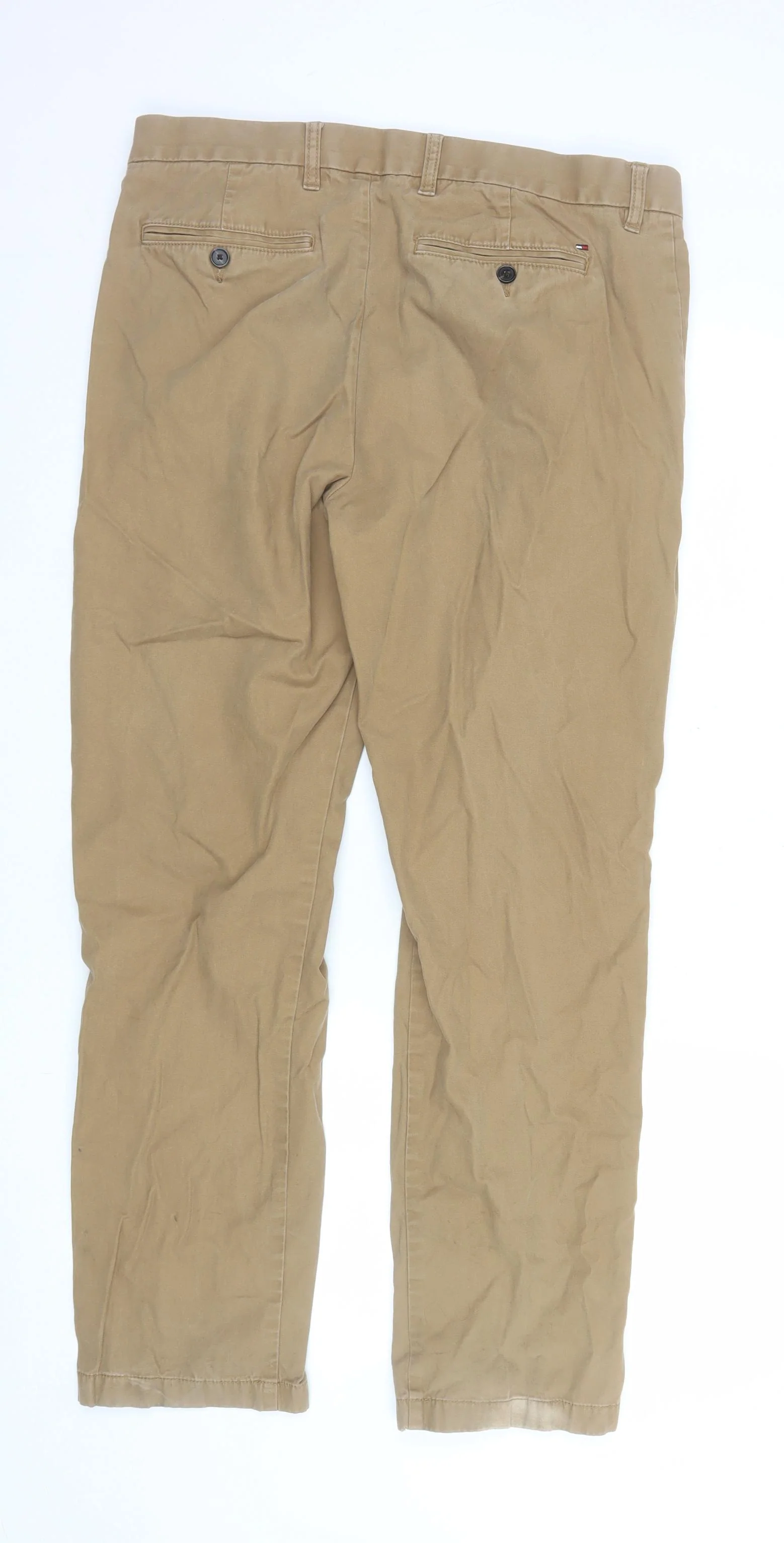 Tommy Hilfiger Men's Beige Chino Trousers 34W 32L Regular Fit Classic Style - Image 3