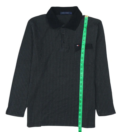 Tommy Hilfiger Men's Black Long Sleeve Striped Polo Shirt L - Image 3