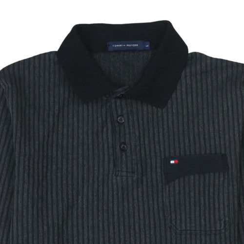 Tommy Hilfiger Men's Black Long Sleeve Striped Polo Shirt L - Image 8
