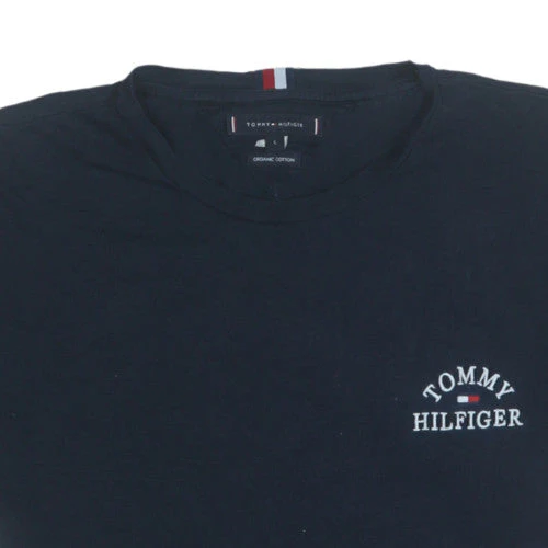 Tommy Hilfiger Men's Black Organic Cotton Crew Neck T-Shirt L - Image 7