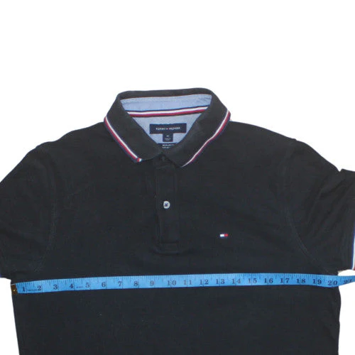 Tommy Hilfiger Men's Black Regular Fit Cotton Polo Shirt M - Image 3