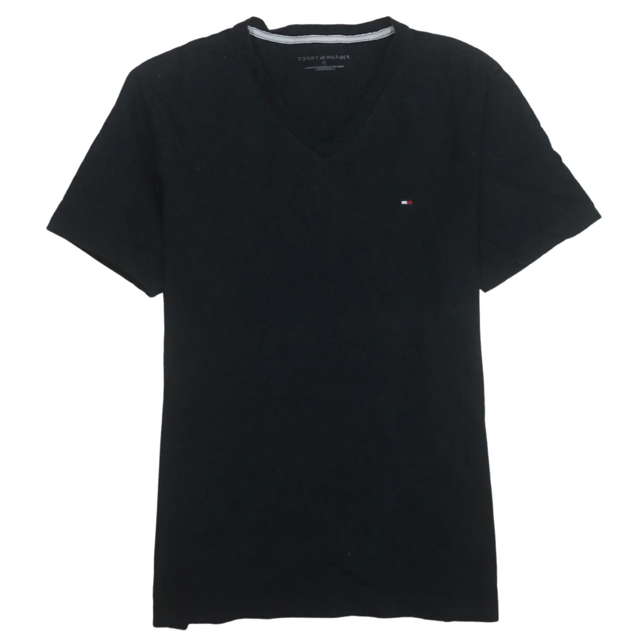 Tommy Hilfiger Men's Black V-Neck Short Sleeve Cotton T-Shirt M