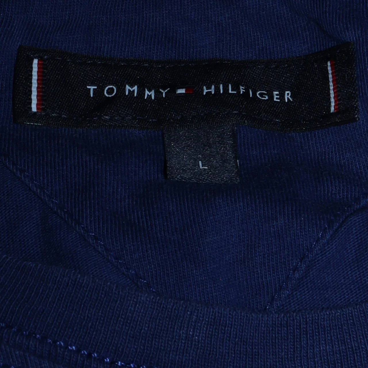 Tommy Hilfiger Men's Blue Cotton Crew Neck T-Shirt Size L - Image 5