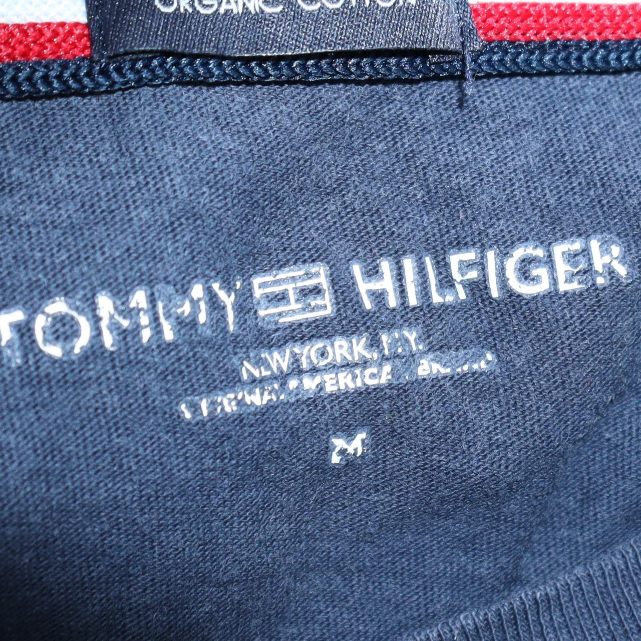 Tommy Hilfiger Men's Blue Cotton Graphic Logo T-Shirt Size M - Image 5
