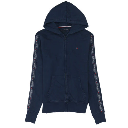 Tommy Hilfiger Mens Blue Full Zip Hoodie M Logo Cotton Sweatshirt