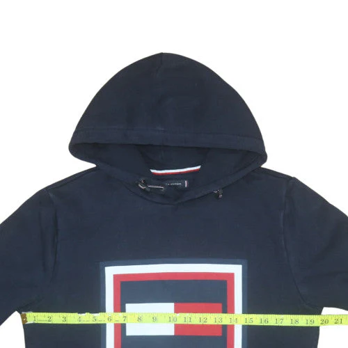 Tommy Hilfiger Men's Blue Pullover Hoodie M Classic Logo Cotton Sweatshirt - Image 2
