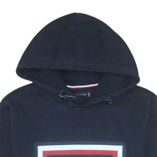 Tommy Hilfiger Men's Blue Pullover Hoodie M Classic Logo Cotton Sweatshirt - Image 8