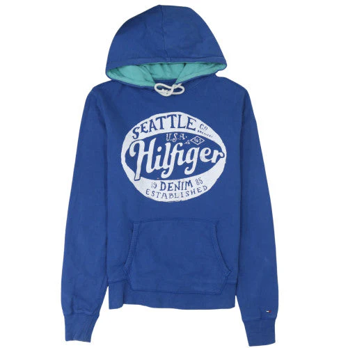 Tommy Hilfiger Men's Blue Pullover Hoodie M Graphic Fleece Sweatshirt