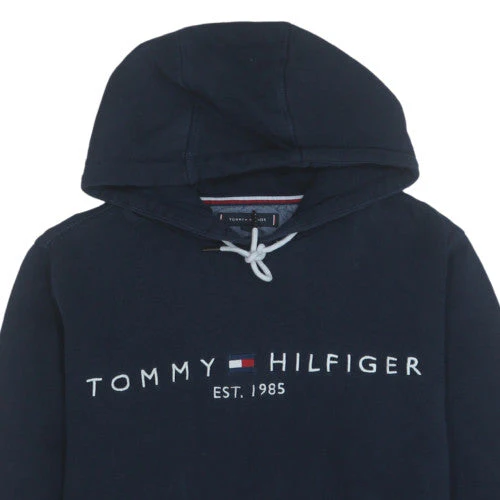Tommy Hilfiger Men's Blue Pullover Hoodie Size M Embroidered Logo - Image 8