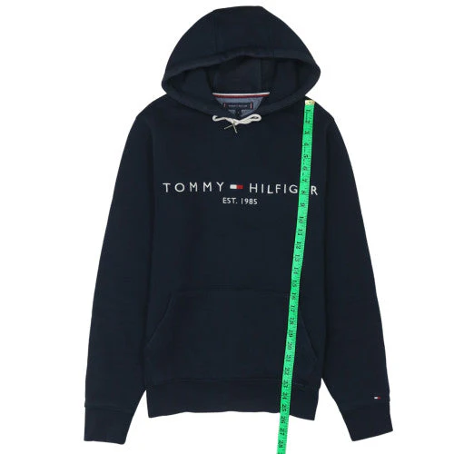 Tommy Hilfiger Men's Blue Pullover Hoodie Small Logo Fleece - Image 2