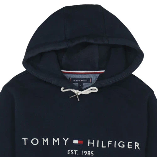 Tommy Hilfiger Men's Blue Pullover Hoodie Small Logo Fleece - Image 8