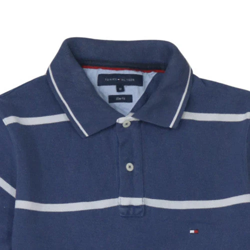 Tommy Hilfiger Men's Blue Slim Fit Striped Polo Shirt Size M - Image 6