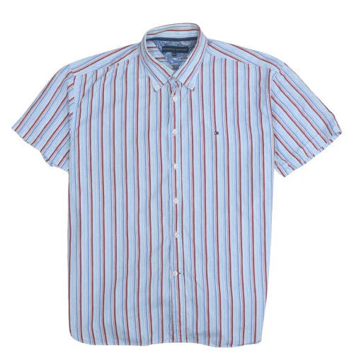 Tommy Hilfiger Men's Blue Striped Button-Down Cotton Shirt 2XL