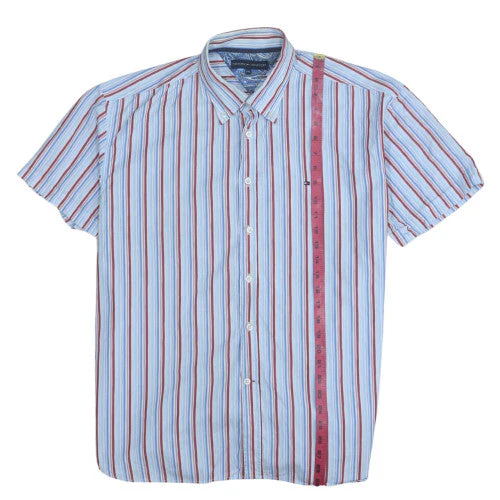 Tommy Hilfiger Men's Blue Striped Button-Down Cotton Shirt 2XL - Image 3