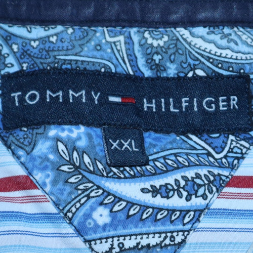 Tommy Hilfiger Men's Blue Striped Button-Down Cotton Shirt 2XL - Image 5