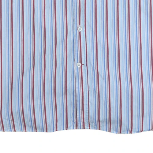 Tommy Hilfiger Men's Blue Striped Button-Down Cotton Shirt 2XL - Image 7