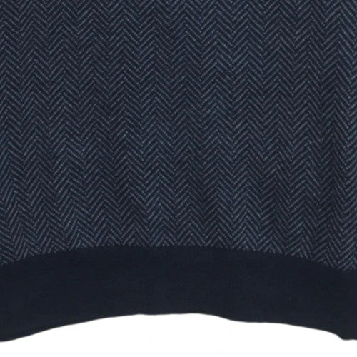 Tommy Hilfiger Men's Blue V-Neck Herringbone Cotton Jumper S - Image 8