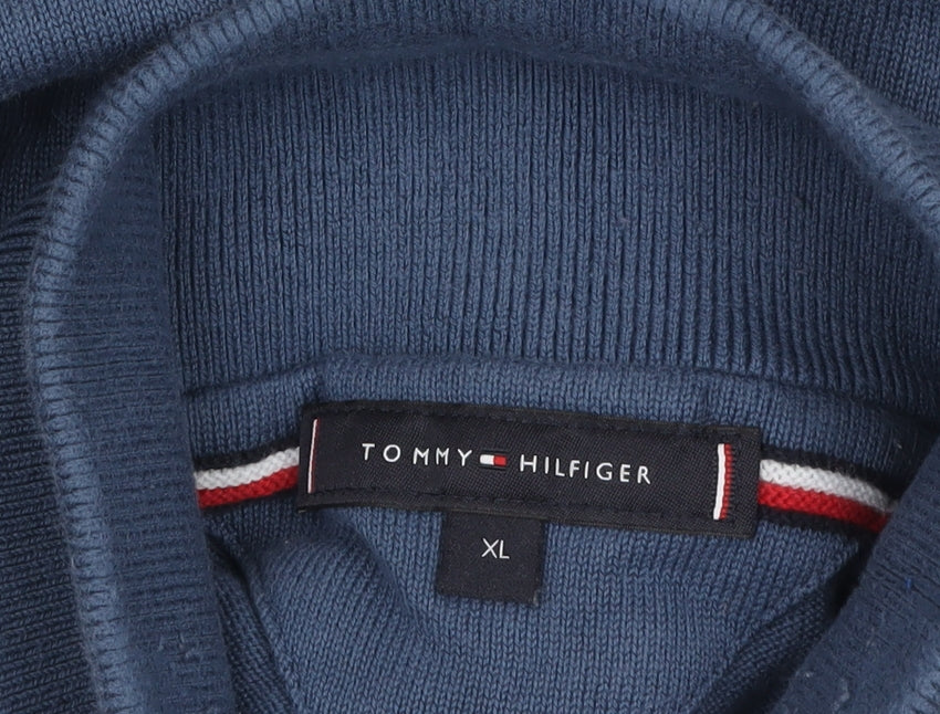 Tommy Hilfiger Men's Blue XL Cotton Half Zip Jumper - Image 5