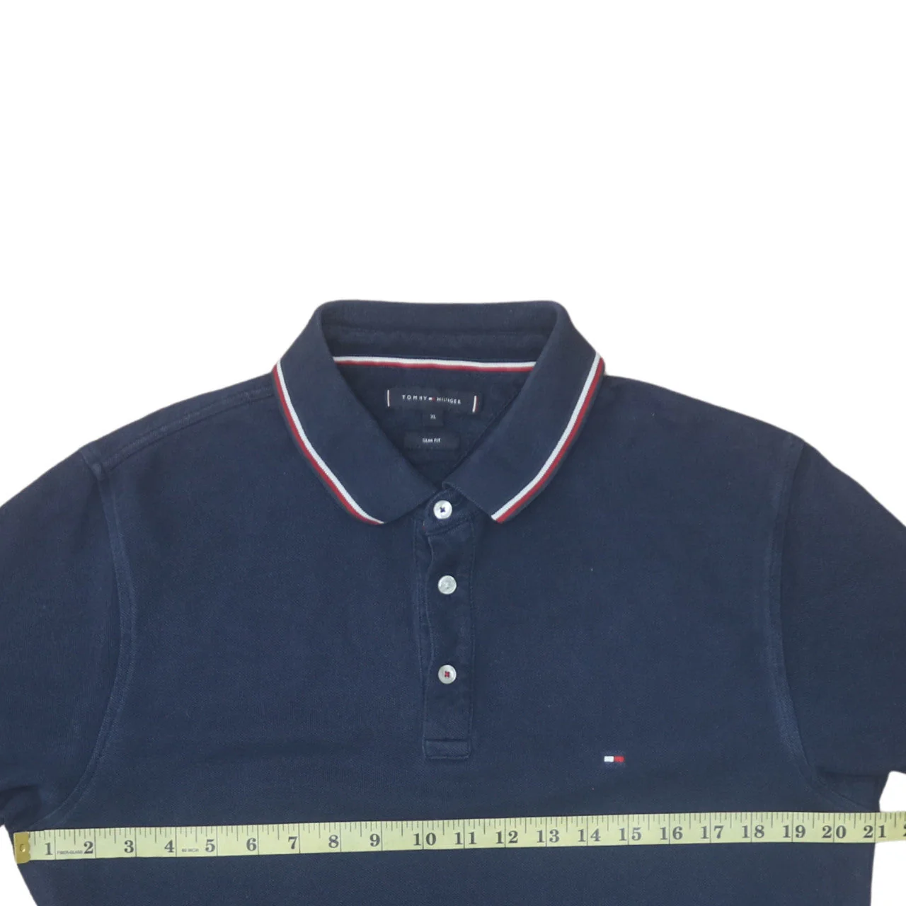 Tommy Hilfiger Men's Blue XL Slim Fit Cotton Polo Shirt - Image 3