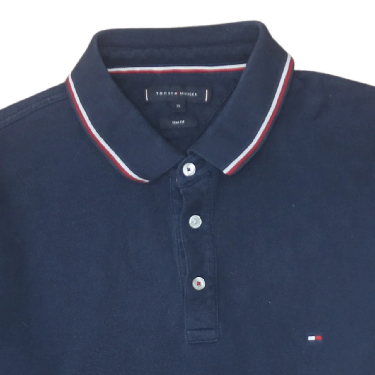 Tommy Hilfiger Men's Blue XL Slim Fit Cotton Polo Shirt - Image 8