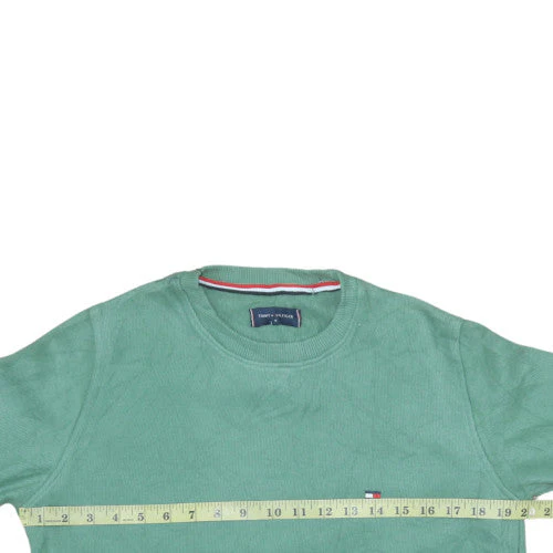 Tommy Hilfiger Men's Green Cotton Crew Neck Pullover Jumper M - Image 2