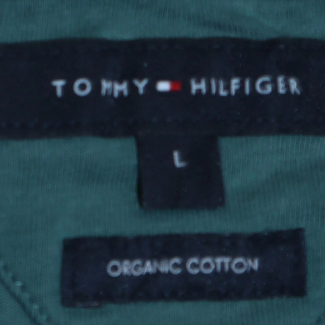 Tommy Hilfiger Men's Green Logo Embroidered Organic Cotton T-Shirt L - Image 5