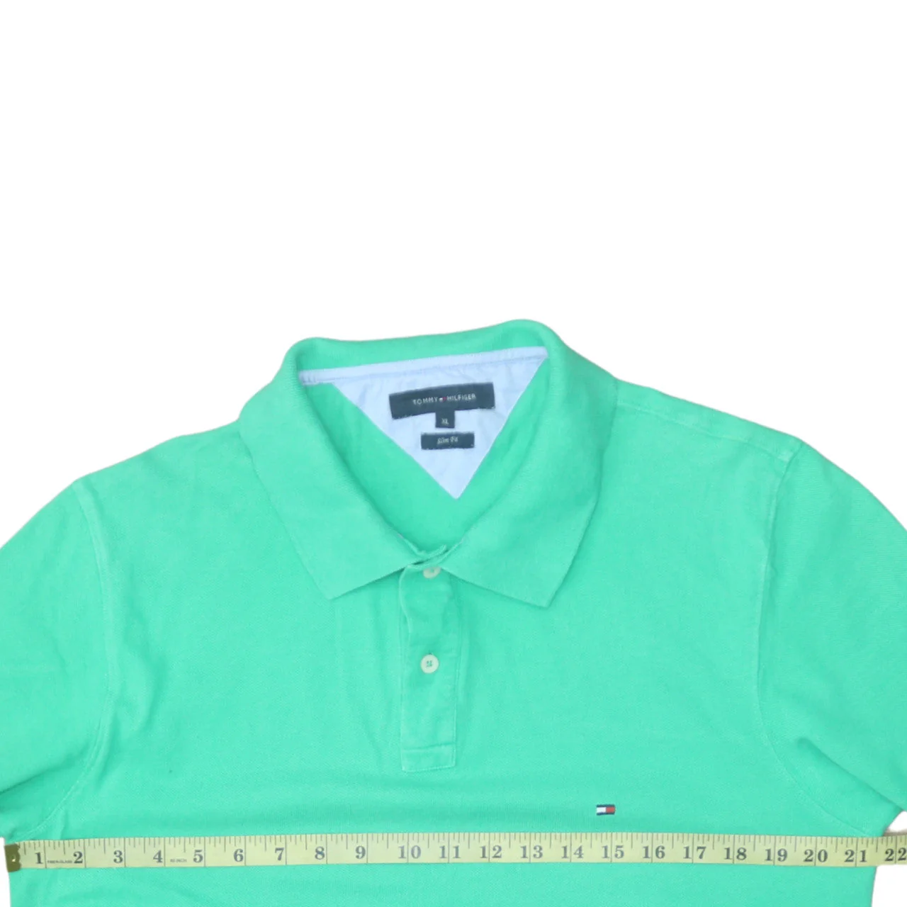 Tommy Hilfiger Men's Green Slim Fit Cotton Polo Shirt XL - Image 2