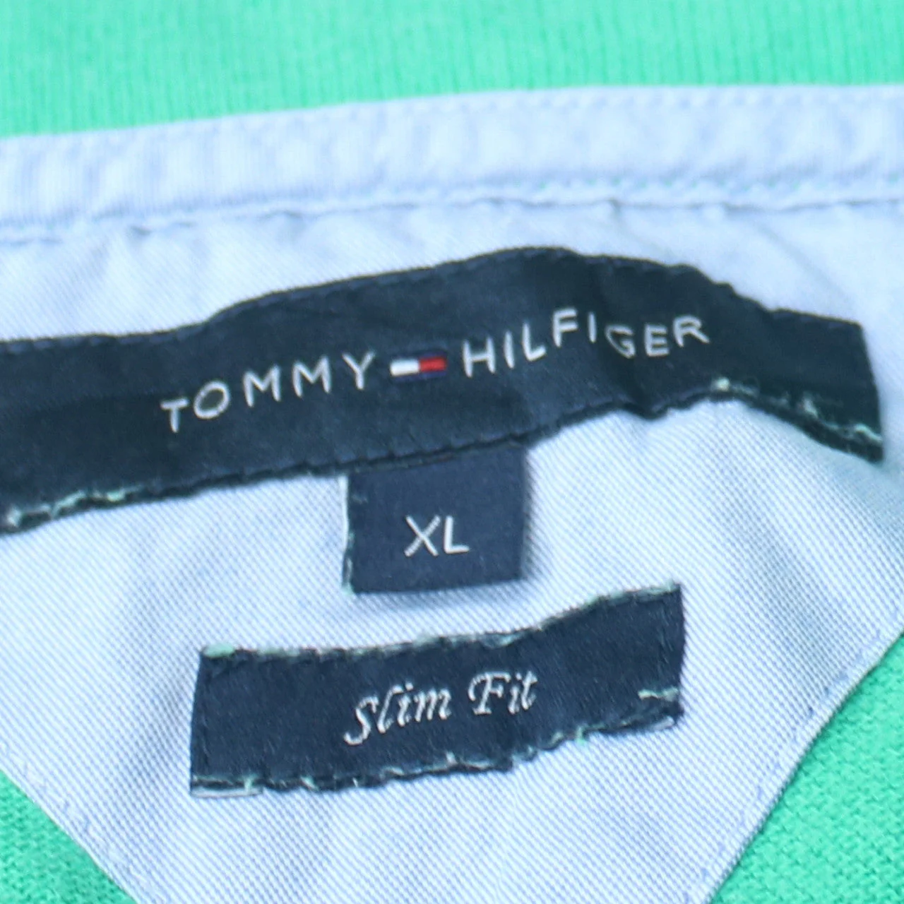 Tommy Hilfiger Men's Green Slim Fit Cotton Polo Shirt XL - Image 5