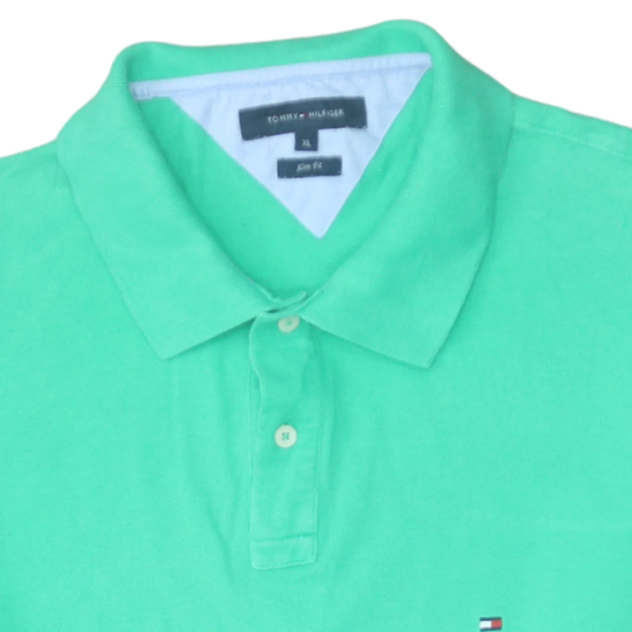 Tommy Hilfiger Men's Green Slim Fit Cotton Polo Shirt XL - Image 8