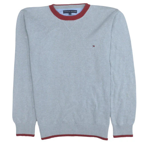 Tommy Hilfiger Men's Grey Cotton Crew Neck Jumper Size M