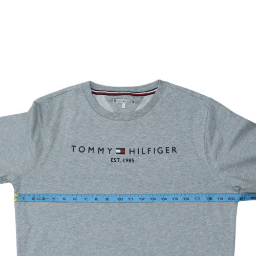 Tommy Hilfiger Men's Grey Cotton Crew Neck Logo Sweatshirt S - Image 3