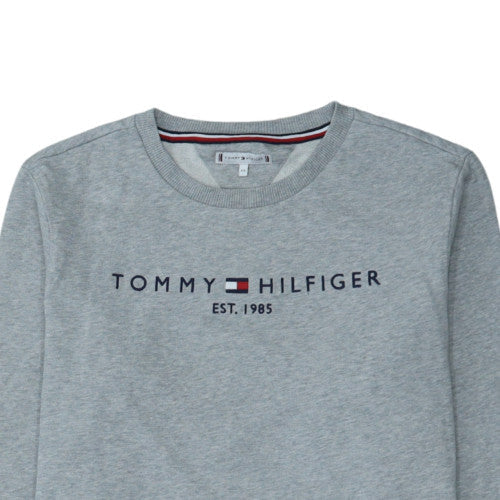 Tommy Hilfiger Men's Grey Cotton Crew Neck Logo Sweatshirt S - Image 8