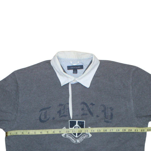 Tommy Hilfiger Mens Grey Cotton Polo Shirt L Preppy Embroidered - Image 2