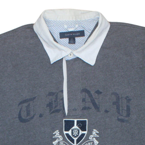 Tommy Hilfiger Mens Grey Cotton Polo Shirt L Preppy Embroidered - Image 8