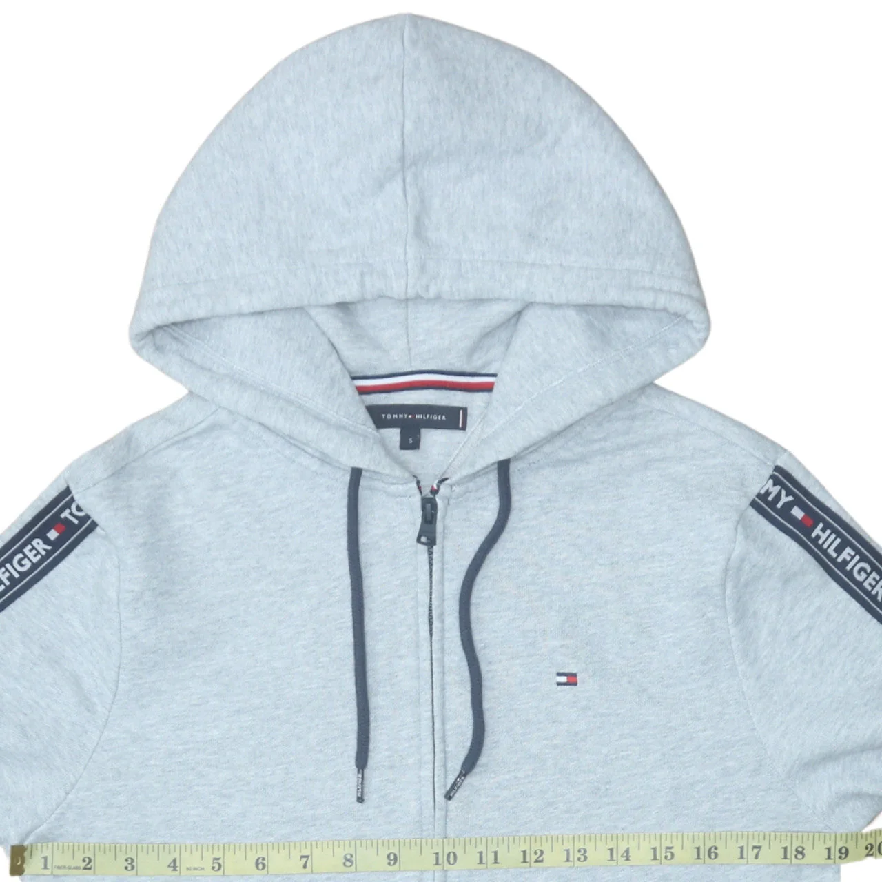 Tommy Hilfiger Men's Grey Full Zip Hoodie Size S Logo Tape - Image 3
