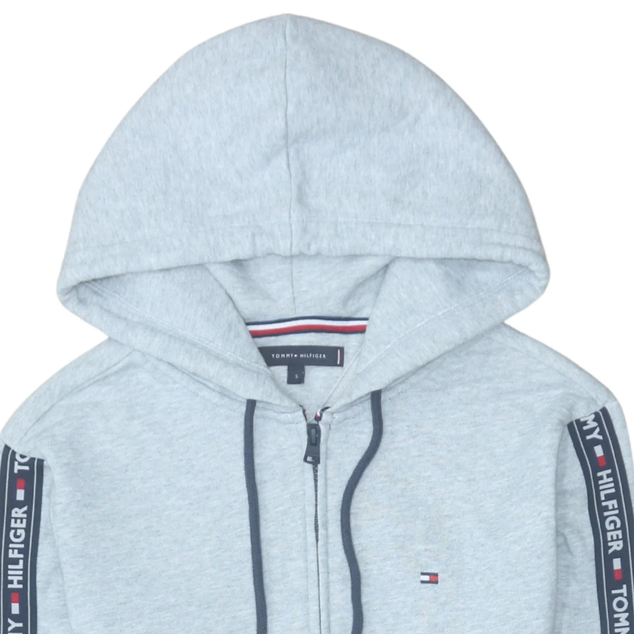 Tommy Hilfiger Men's Grey Full Zip Hoodie Size S Logo Tape - Image 8