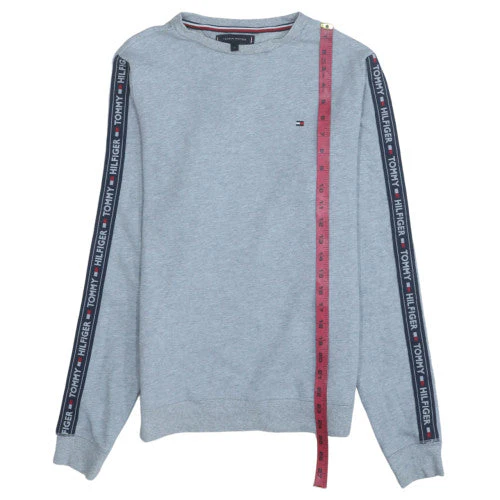 Tommy Hilfiger Men's Grey Logo Tape Pullover Sweatshirt Size S - Image 3