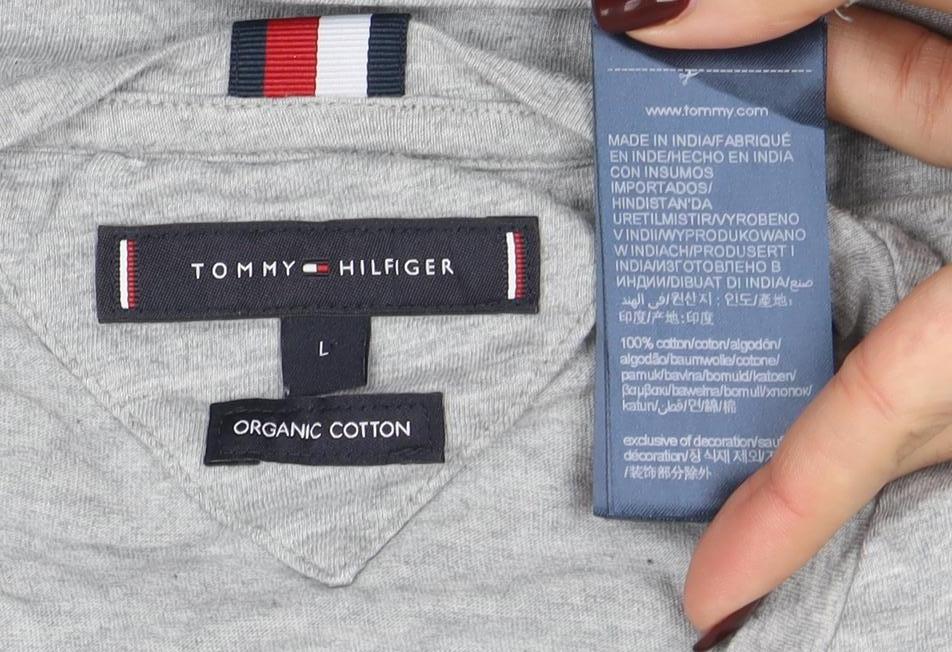 Tommy Hilfiger Men's Grey Organic Cotton Short Sleeve T-Shirt L - Image 4