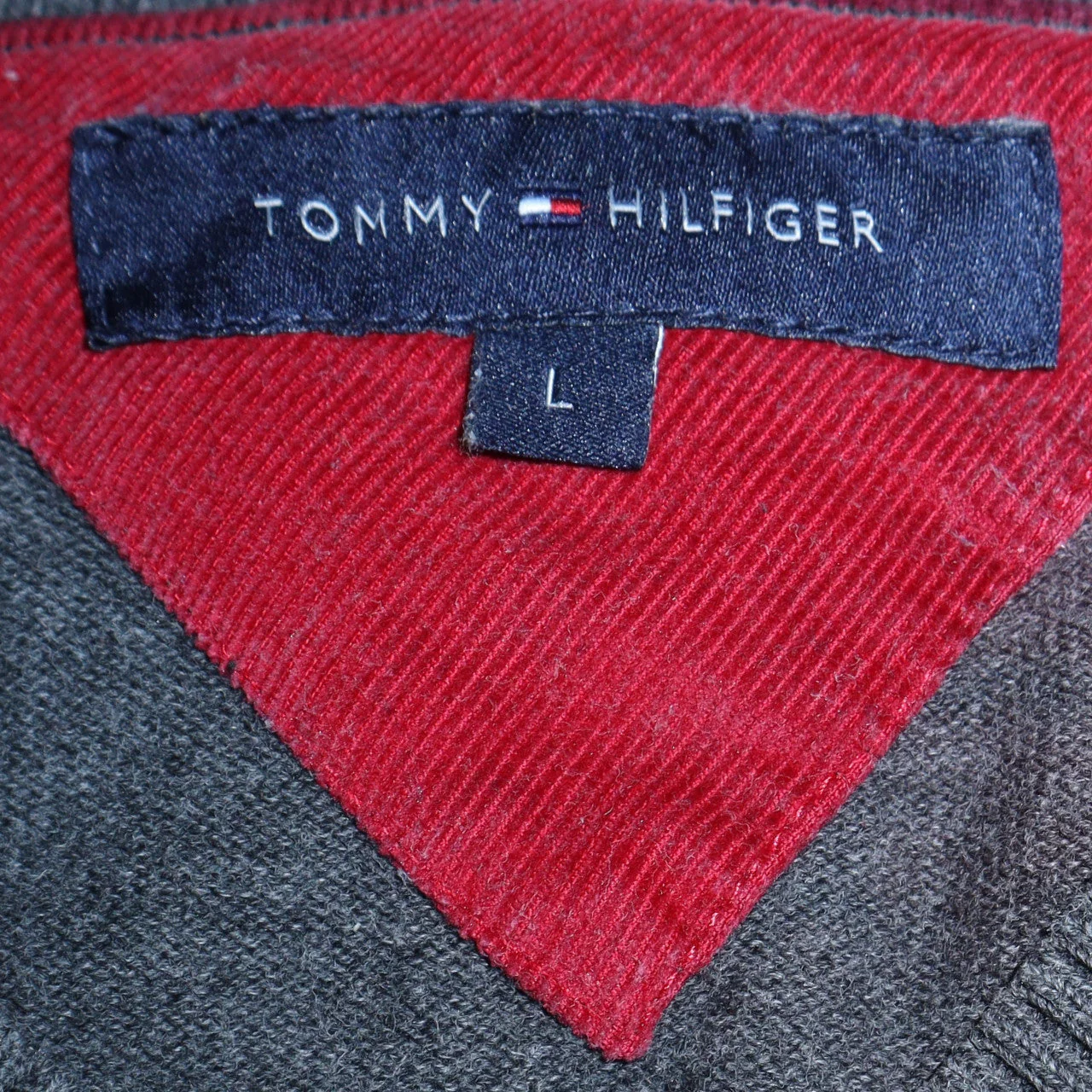 Tommy Hilfiger Men's Grey V-Neck Cotton Knit Sweatshirt Size L - Image 5