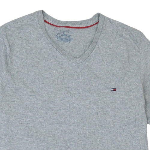 Tommy Hilfiger Men's Grey V-Neck Cotton T-Shirt Size S - Image 7