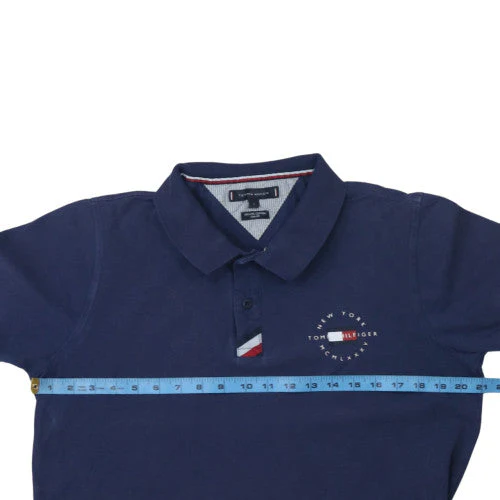 Tommy Hilfiger Men's Navy Blue Slim Fit Organic Cotton Polo L - Image 3