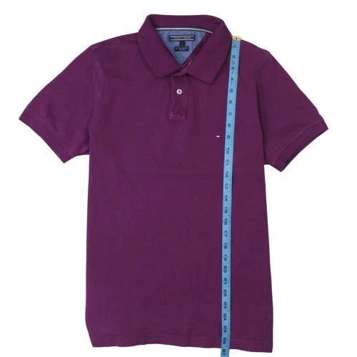 Tommy Hilfiger Men's Purple Slim Fit Cotton Polo Shirt L - Image 3