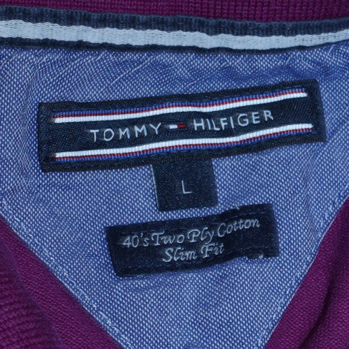 Tommy Hilfiger Men's Purple Slim Fit Cotton Polo Shirt L - Image 5