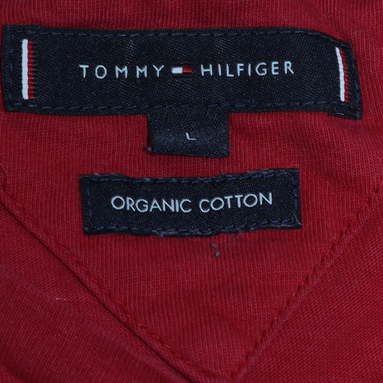 Tommy Hilfiger Men's Red Cotton Logo T-Shirt Size L - Image 5
