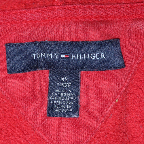 Tommy Hilfiger Men's Red Full Zip Hoodie XS Classic Logo Fleece - Image 5
