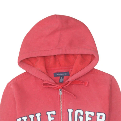 Tommy Hilfiger Men's Red Full Zip Hoodie XS Classic Logo Fleece - Image 8