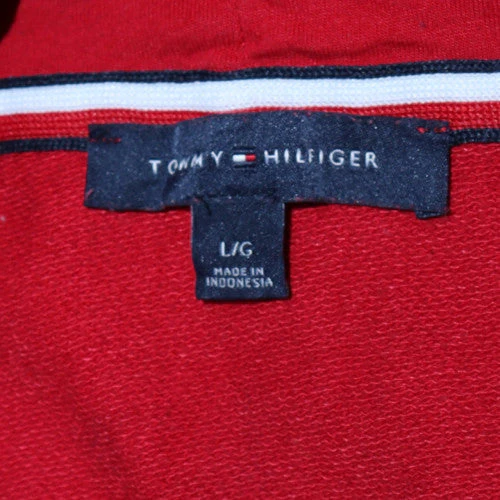 Tommy Hilfiger Men's Red Logo 1/2 Zip Hoodie Size L - Image 5