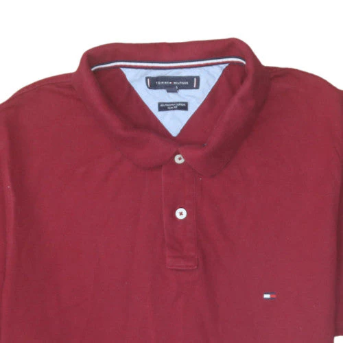 Tommy Hilfiger Men's Red Slim Fit Cotton Polo Shirt Size L - Image 8