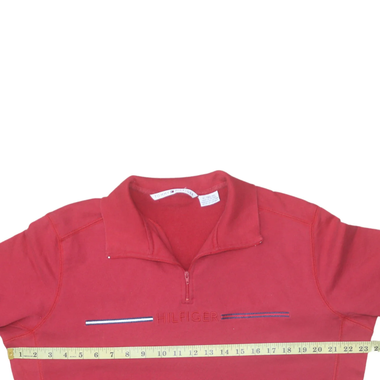 Tommy Hilfiger Men's Red XL 1/2 Zip Cotton Sweatshirt - Image 2