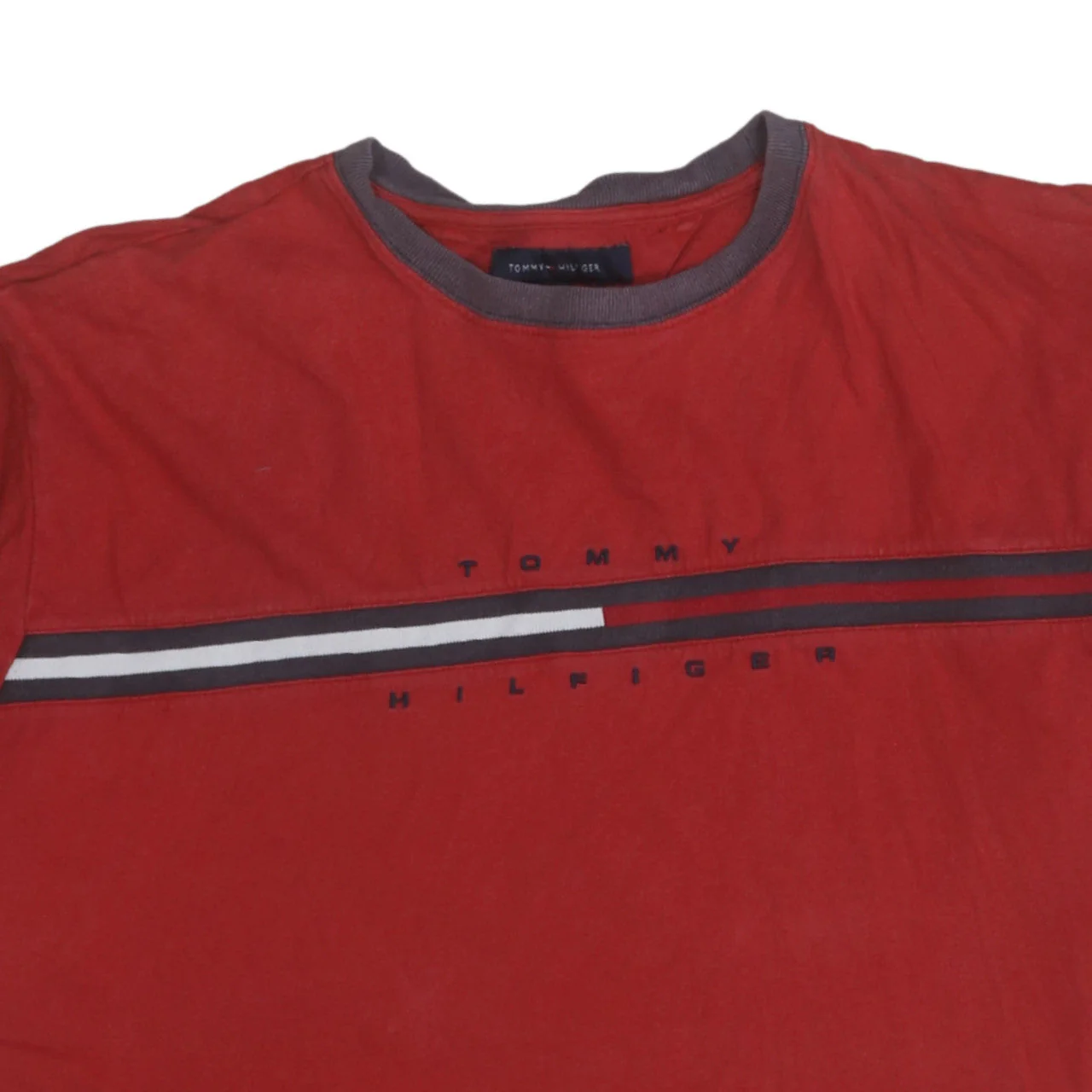 Tommy Hilfiger Men's Red XL Crew Neck Logo T-Shirt - Image 8